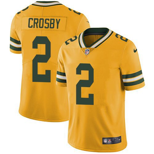 Men Green Bay Packers 2 Mason Crosby Nike Yellow Rush Limited NFL Jersey